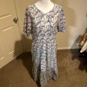 Floral Maxi Dress in Pink and Green